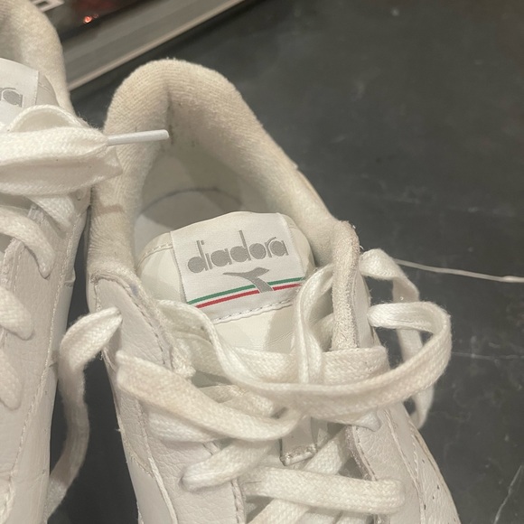 Diadora White Leather Sneakers with Tan Sole - Picture 8 of 8